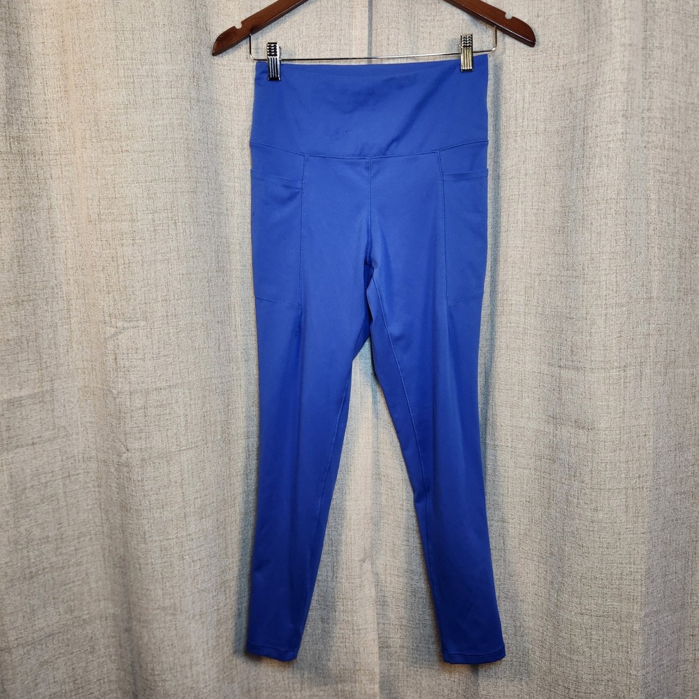 Danskin High Waisted Athletic Leggings Women's‎ M Blue Pockets Yoga Running Gym